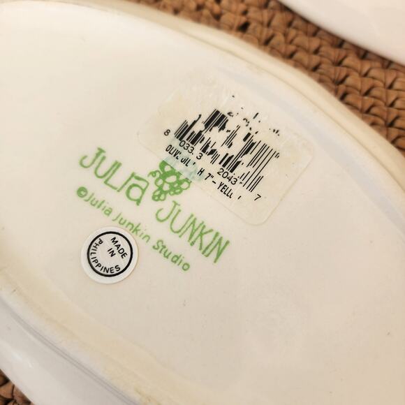 Julia Junkin oval appetizer plates set of 3 yellow w/ black olive & branch print - Picture 7 of 11